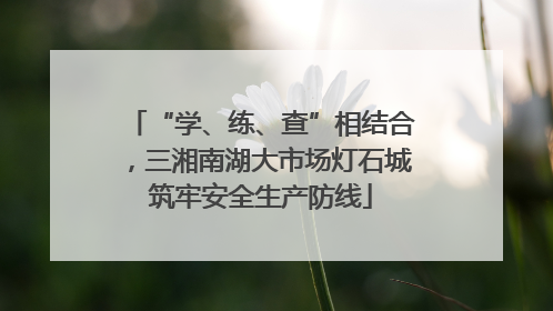 “学、练、查”相结合，三湘南湖大市场灯石城筑牢安全生产防线