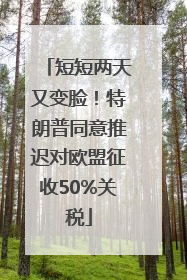 短短两天又变脸！特朗普同意推迟对欧盟征收50%关税