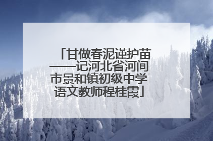 甘做春泥谨护苗——记河北省河间市景和镇初级中学语文教师程桂霞
