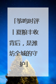 筝鸣时评丨夏粮丰收背后，是潍坊全城的守护
