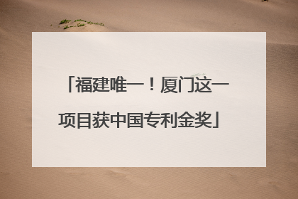 福建唯一！厦门这一项目获中国专利金奖