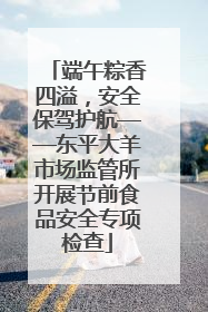 端午粽香四溢，安全保驾护航——东平大羊市场监管所开展节前食品安全专项检查