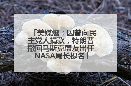 美媒爆：因曾向民主党人捐款，特朗普撤回马斯克盟友出任NASA局长提名