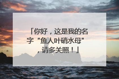 你好，这是我的名字“鱼人叶硝水母”，请多关照！