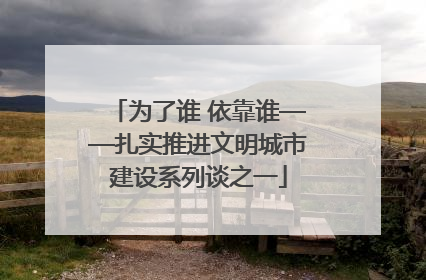 为了谁 依靠谁——扎实推进文明城市建设系列谈之一
