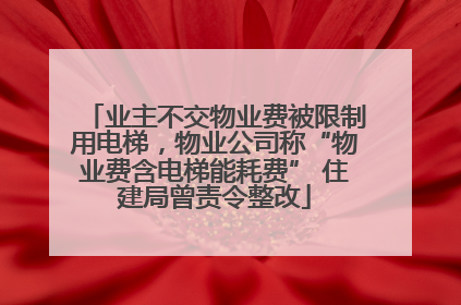 业主不交物业费被限制用电梯，物业公司称“物业费含电梯能耗费” 住建局曾责令整改