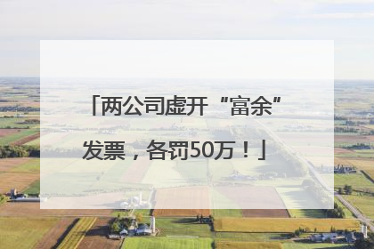 两公司虚开“富余”发票，各罚50万！