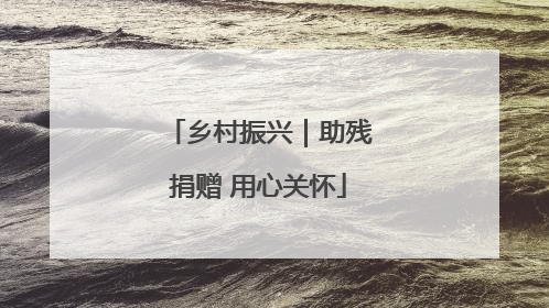 乡村振兴｜助残捐赠 用心关怀