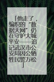 他走了，编织的“数据天网”仍在守护大城平安——追记武汉市公安局因公牺牲民警万松