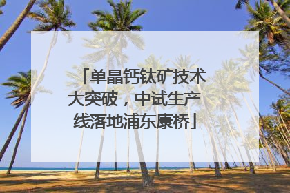 单晶钙钛矿技术大突破，中试生产线落地浦东康桥
