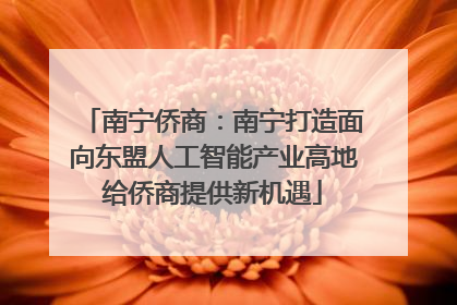 南宁侨商：南宁打造面向东盟人工智能产业高地给侨商提供新机遇
