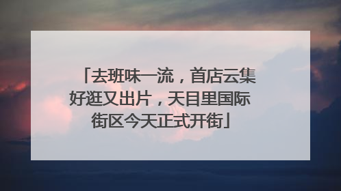 去班味一流，首店云集好逛又出片，天目里国际街区今天正式开街