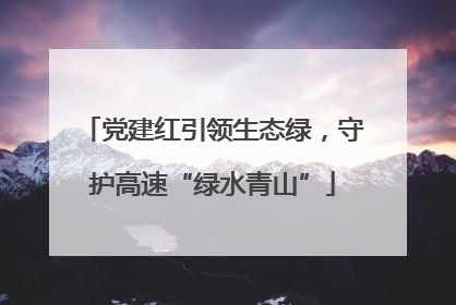 党建红引领生态绿，守护高速“绿水青山”