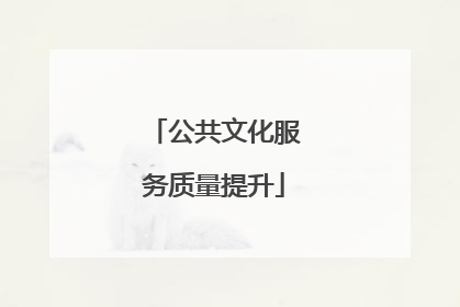 公共文化服务质量提升