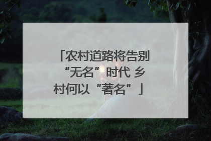 农村道路将告别“无名”时代 乡村何以“著名”