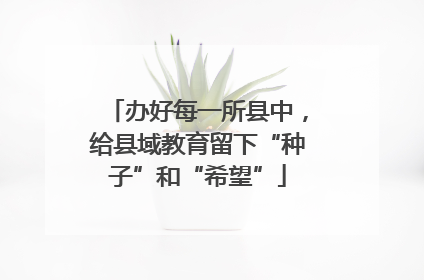 办好每一所县中，给县域教育留下“种子”和“希望”