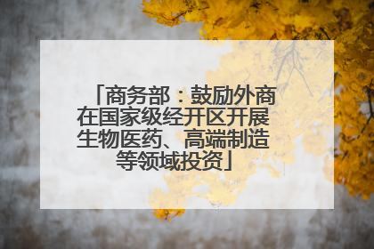商务部：鼓励外商在国家级经开区开展生物医药、高端制造等领域投资