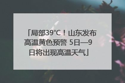 局部39℃！山东发布高温黄色预警 5日—9日将出现高温天气