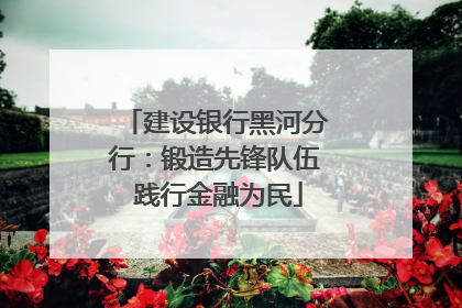 建设银行黑河分行：锻造先锋队伍 践行金融为民