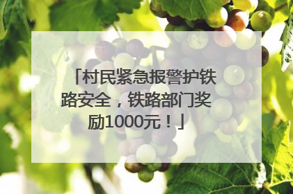 村民紧急报警护铁路安全，铁路部门奖励1000元！