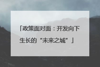政策面对面：开发向下生长的“未来之城”