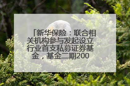新华保险：联合相关机构参与发起设立行业首支私募证券基金，基金二期200亿元已募集完毕