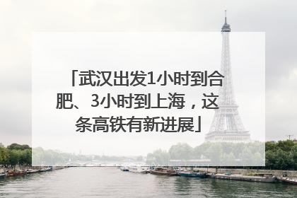 武汉出发1小时到合肥、3小时到上海，这条高铁有新进展