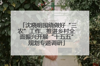沈晓明围绕做好“三农”工作、推进乡村全面振兴开展“十五五”规划专题调研