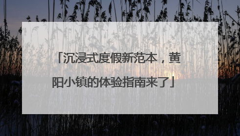 沉浸式度假新范本，黄阳小镇的体验指南来了