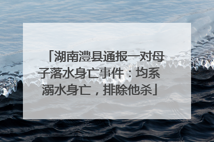 湖南澧县通报一对母子落水身亡事件：均系溺水身亡，排除他杀