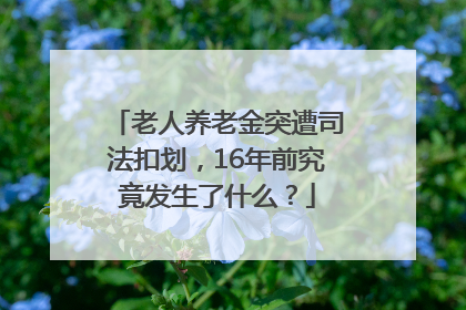 老人养老金突遭司法扣划，16年前究竟发生了什么？