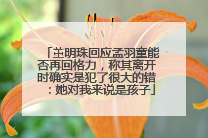 董明珠回应孟羽童能否再回格力，称其离开时确实是犯了很大的错：她对我来说是孩子