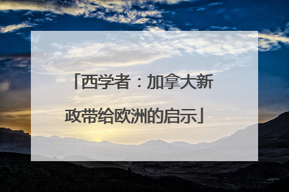 西学者：加拿大新政带给欧洲的启示