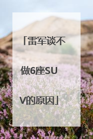 雷军谈不做6座SUV的原因