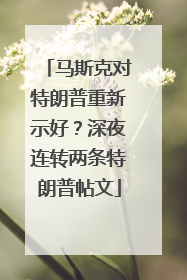 马斯克对特朗普重新示好？深夜连转两条特朗普帖文