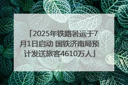 2025年铁路暑运于7月1日启动 国铁济南局预计发送旅客4610万人