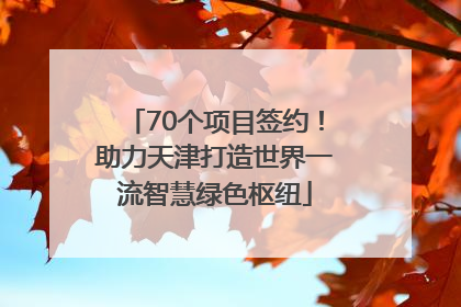 70个项目签约！助力天津打造世界一流智慧绿色枢纽